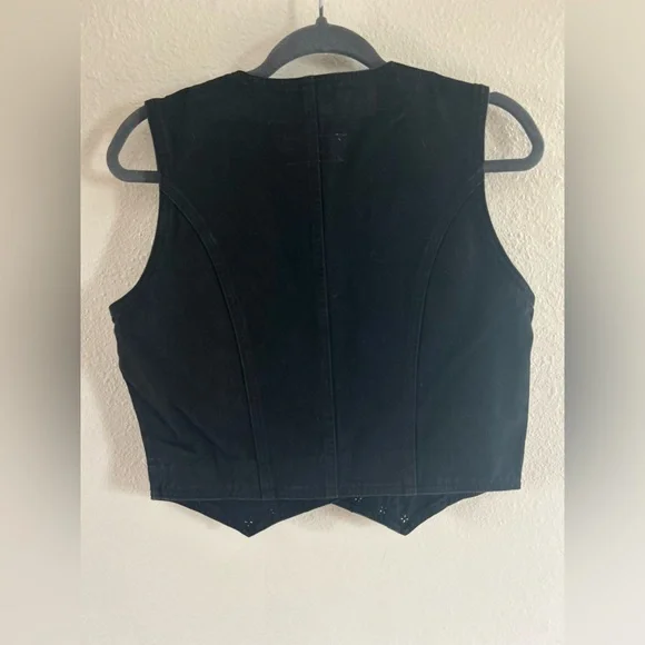 Vintage Gina Ginori Black Denim Studded Vest - Picture 4 of 6